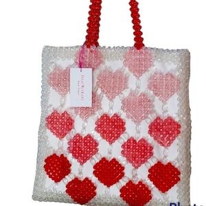 NWT ISAAC MIZRAHI Beaded Tote bag with hearts